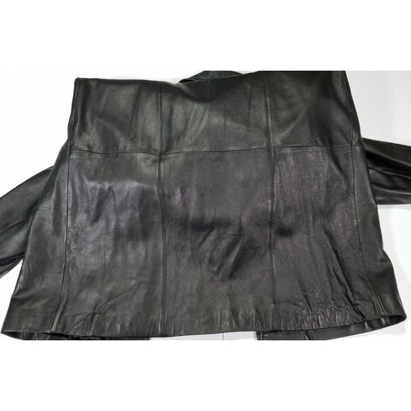 Colebrook & Co. Black Leather Lined Trench Coat Women's L Biker Goth Western - Picture 14 of 16